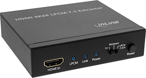 InLine 65007K Extraktor/Signaltrenner, Eingang 4K2K HDMI zu Ausgang + 7.1 Kanal Stereo Audio + Toslink Audio + HDMI