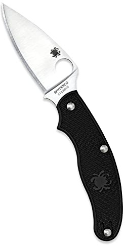 Spyderco UK Lightweight Leaf-Shaped Navaja de Filo Liso – Negro