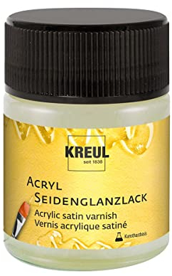 KREUL 79407 - Vernis acrylique satiné à base de résine synthétique, 50 ml en verre, transparent satiné, vernis de protection et de finition pour les peintures séchées