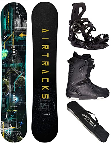 Airtracks Herren Snowboard Set Board Data Wide Freestyle Freeride 150 - Softbindung Master - Softboots Master QL 41 - SB Bag