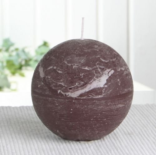 CandleCorner Rustik-Kerzen Kugelkerze, 8 cm Ø, kaffeebraun mit Opik-Duft