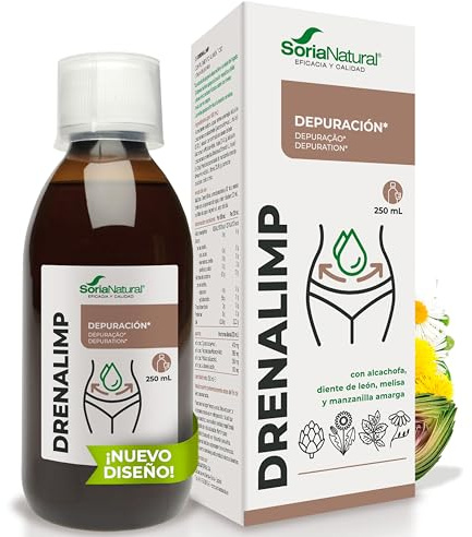 Detox y retención de líquidos - Favorece la Digestión, Equilibra la Flora Intestinal - Ayuda en la Eliminación de Toxinas - Bebida Diurética y Depurativa - Drenalimp Soria Natural Botella de 250ml