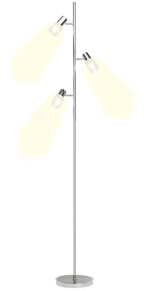 Brilliant Lampe Lea LED Standleuchte 3flg eisen/chrom | 3x LED-D45, E14, 4W LED-Tropfenlampe inklusive, (450lm, 2700K) | Mit Fußschalter | Standleuchte mit Fußschalter fürs Wohnzimmer, Schlafzimmer und Büro, modernes, schwenkbares Design