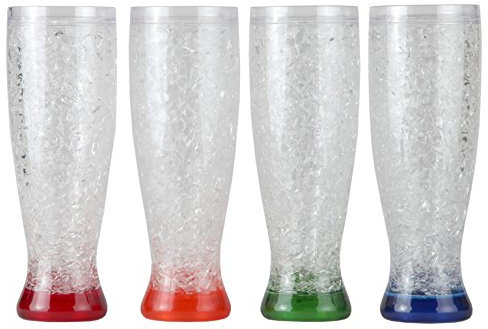 Lily casa de gel congelador Pilsner forma doble pared vaso de cerveza, juego de 4