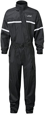 JDC Motociclo Motocicletta Tuta Intera Anti Acqua Antiacqua 1PC 1 Pezzo Pioggia - Shield - Nero - XXL - Lunghezza Regolare