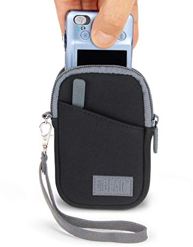 USA Gear Compact Digital Camera Protective Case Sleeve Pouch with Wrist Strap and Accessory Pocket, Scratch and Weather Resistant - Compatible with Canon, Sony, Nikon, Panasonic and More - Black
