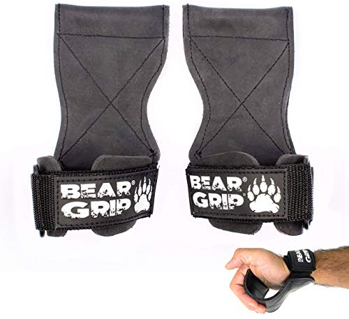 BEAR GRIP® - Multi Grip Straps/Hooks, Premium Heavy duty weight lifting straps/gloves, Used for push and pull movements - Padded Wrist Support