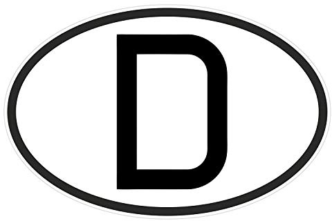 Sticker Deutschland D-Zeichen Aufkleber Länderkennzeichen D Symbol schwarz-weiss 14 x 10 cm Selbstklebend KFZ Auto Scheibe Anhänger LKW Boot UV Wetterfest für außen und innen