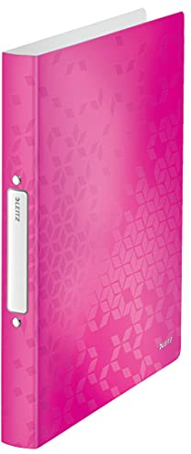Leitz 4257 Ringbuch Ringbücher Ringordner WOW, A4, 2 Ringe, 25mm, 10er Packung, Farbe:pink metallic