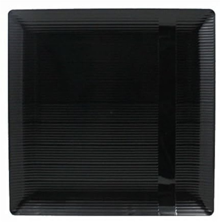 Exquisite Disposable-Black-Plastic-Plates-Square Linear (40 Pack) Wedding Dinner Fancy Tableware Dishes (10.25 Inch., Black) Single Size Set
