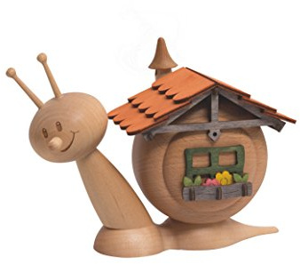 Drechslerei Kuhnert - Rauchschnecke/Räucherfigur aus Holz - Sunny Hausschnecke - Höhe: ca. 15cm - Made in Germany