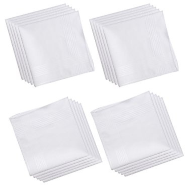 LULUSILK 20 Stücke Weiße Herren Taschentücher Stofftaschentücher 100% Baumwolle, 40 cm x 40 cm
