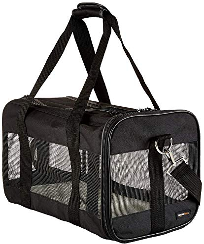 Amazon Basics AMZSC-002 Tragetasche für Hund Haustiere mit weichen Seiten, Größe M, Schwarz, 42 L x 24 W x 25 H cm
