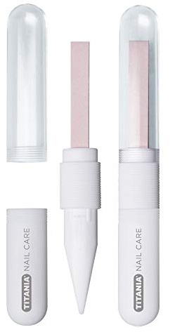 TITANIA Keramik-Nagelfeile, Doppelseitig, Grob Plus Fein, mit Zusätzlichem Nagelreiniger, Schutzkappen, auf Blisterkarte, 1er Pack (1 x 27 g)