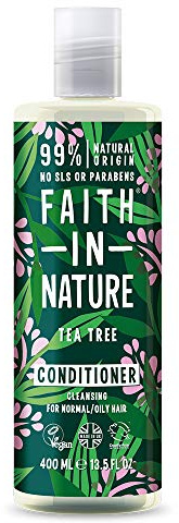 Faith In Nature Natural Tea Tree Conditioner, Cleansing, Vegan & Cruelty Free, No SLS or Parabens, For Normal to Oily Hair, 400ml