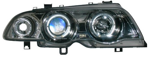 AutoStyle Satz Scheinwerfer passgenau | kompatibel mit BMW 3er E46 Limousine/Touring 1998-2001 - Chrom - inkl. Blinker & Standlichtringen