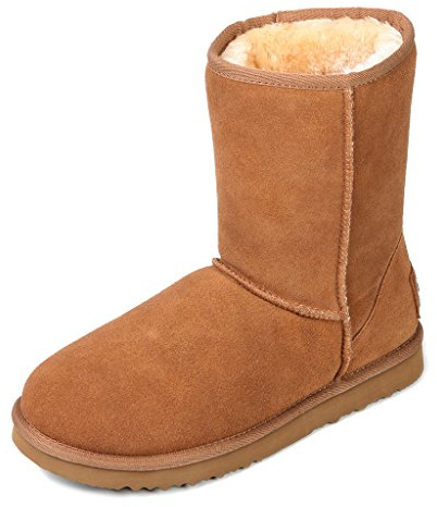 AUSLAND Genuine Suede Women's Boots Winter Short Boot Snow Boots for women Waterproof 9.5US Chestnut 5125 40EU