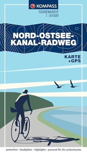 KOMPASS Fahrrad-Tourenkarte Nord-Ostsee-Kanal-Radweg 1:50.000: Von Brunsbüttel bis Kiel. GPX-Datei zum Download, Leporello Karte, reiß- und wetterfest