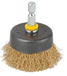 wolfcraft 2112000 Messingdraht-Topfbürste I für alle feinen Schleif- und Polierarbeiten I Sechskant-Schaft