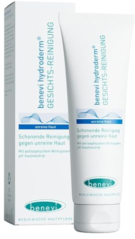benevi hydroderm Gesichts-Reinigung 125 ml für unreine und zu Akne neigende Haut auch begleitend bei einer Akne-Therapie reinigt schonend und beseitigt zugleich effektiv den störenden Fettglanz