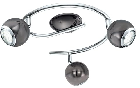 EGLO LED Deckenlampe Bimeda, 3 flammige Deckenleuchte | Deckenstrahler aus Metall in Nickel-Nero und Chrom, Wohnzimmerlampe, Spots inkl. GU10 Leuchtmittel, warmweiß