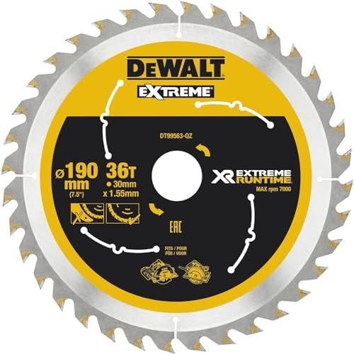 Dewalt XR Extreme Runtime SAEGE Sheets Hand Circular Saw 190 x 30 mm Pack of 1 DT99563 36 WZ/FZ/qz