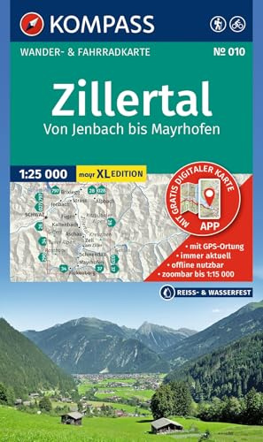 KOMPASS Wanderkarte 010 Zillertal - Von Jenbach bis Mayrhofen 1:25.000: Wander- und Fahrradkarte im Walter Mayr Großdruck - inklusive ... Wander-& Radwege. Skitouren. Langlaufen.