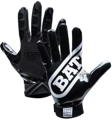 Battle Sports Double Threat Wide Receiver Football Gloves - Adult and Youth Football Gloves - Ultra Stick Gloves - Adult 2X-Large, Black