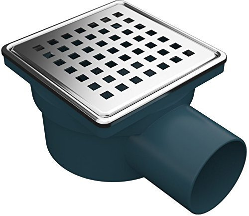 Bodenablauf 100x100 mm Edelstahl – Duschablauf mit Geruchsverschluss – Ablaufgarnitur begehbare Dusche – Edelstahlrost