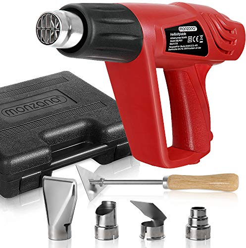 MONZANA® Heißluftpistole 2000 W mit Koffer mit 4 Düsen Farbkratzer 2 Heizstufen Heißluftfön Heißluftgebläse Grillanzünder