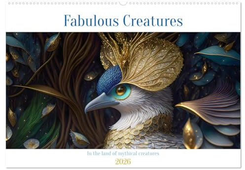 Fabulous creatures - In the land of mythical creatures (Wandkalender 2026 DIN A2 quer), CALVENDO Monatskalender: Fabulous animals from the land of fantasy (CALVENDO Animals)