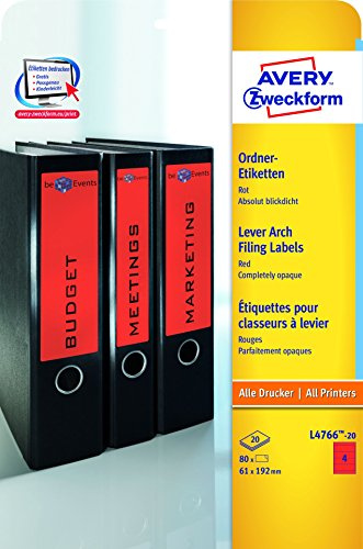 Ordneretikett 61x192mm rot ZWECKFORM L4766-20 ILK 80ST