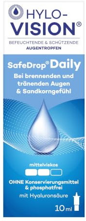 Hylo-Vision SafeDrop Daily Augentropfen – Befeuchtung & Schutz der Augenoberfläche bei Trockenheitsgefühl, Brennen & Tränen, mittelviskos, konservierungsmittelfrei, für Kontaktlinsen geeignet, 10 ml