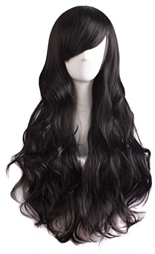 MapofBeauty 28 Inch/70 cm Charming Women's Long Curly Full Hair Wig (Black)