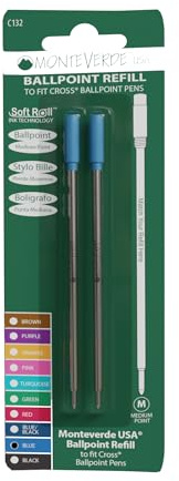 Monteverde Recharges pour Stylo à bille Pointe moyenne, rouleau souple, compatible Stylos Cross - Bleu (Lot de 2)
