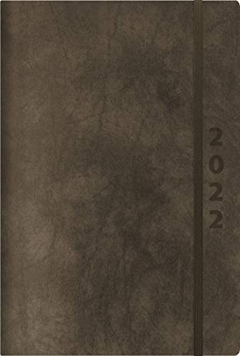 ReLeather Daily anthrazit 2022: Terminplaner groß. DIN A5 Termin-kalender mit Vintage-leder und Tageskalendarium.