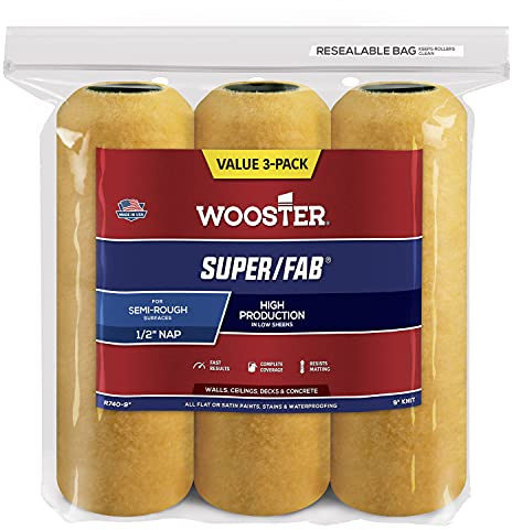 Wooster Brush R740-9 Super/Fab Roller, 1/2-Inch Nap, 3-Pack, 9-Inch