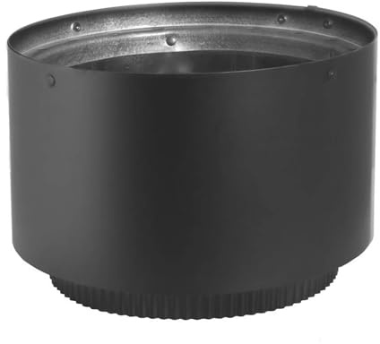 DuraVent DVL 6DVL-AD 6 Inch Stainless Steel Double Wall Air Insulated Section Wood Burning Stove Top Connecting Adapter, Black