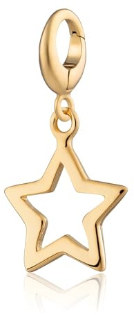 Lily Charmed - 925 Sterling Silver or 18ct Gold Plated Silver Open Star Charm, Clip On Charm for Bracelet or Necklace