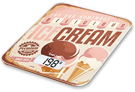 Beurer KS 19 Ice-Cream Küchenwaage, digitale, mit Tara-Zuwiegefunktion, Sensortastenbedienung, 5kg Tragkraft, 20cm