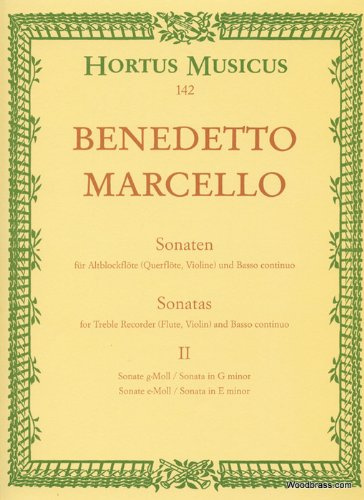 BARENREITER MARCELLO B. - SONATAS FOR TREBLE RECORDER AND BASSO CONTINUO OP.2 VOL.2 Klassische Noten Blockflöte