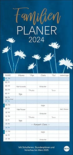 Indigo Familienplaner 2024. Großer Familienkalender mit schönem Design und viel Platz für Termine: Organisationstool und Blickfang in einem! Kalender 2024 mit 5 Spalten.