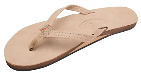 Rainbow Sandals Women's Single Layer Premier Leather Narrow Strap, Sierra Brown, Ladies 10 B(M) US
