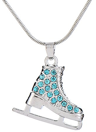 TEAMER 3D-Kristall-Schlittschuh-Halskette, Eiskunstlauf-Anhänger, Skater-Halskette, Schmuck für Damen, Zink, Strass, Glas Zink, Strass