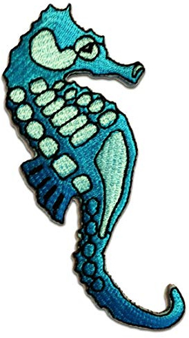 Catch the Patch Seepferd Seepferdchen Aufnäher zum Aufbügeln 4,5 x 10,4 cm Bügelbild für Kinder Mädchen mit Wassertier Meer, Bügelpatch Patches Bügelflicken