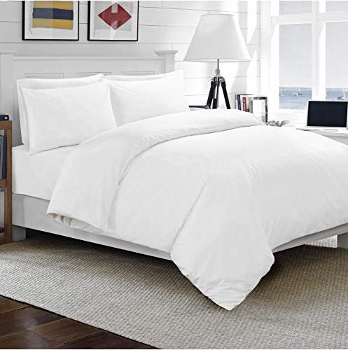 Sapphire Collection Luxury 100% Egyptian Cotton Duvet Quilt Cover & Pillowcase Bedding Set (White, Single)