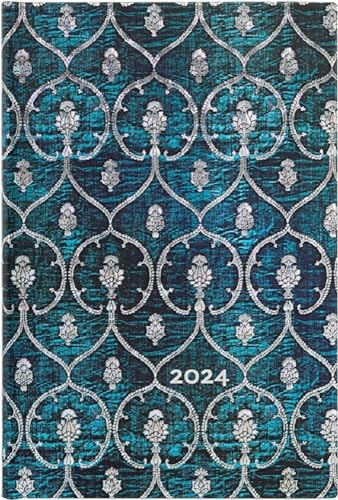 Paperblanks 12-Monatskalender 2024 Samtblau | Verso | Mini (95 × 140 mm)