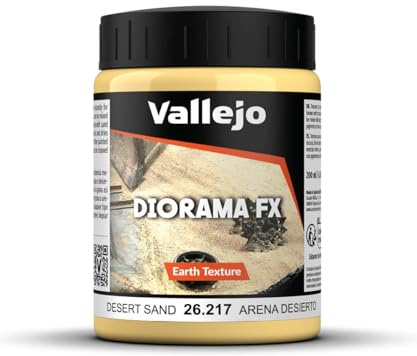 Vallejo Diorama FX Desert Arena 200ml Acrylic Paint, Water-Based, Realistic Finish, High-Density Light Brown Paste for Simulating Sand Textures in Dioramas and Models