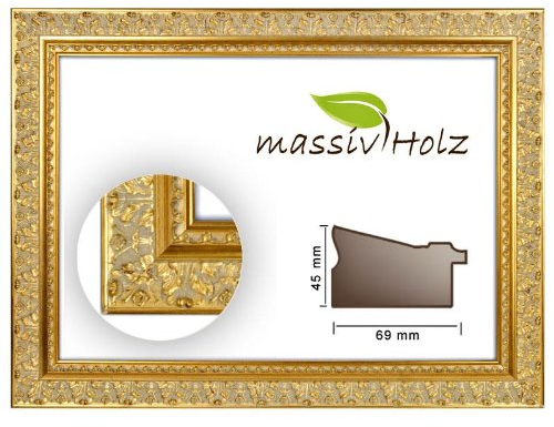 Neumann Bilderrahmen Barockrahmen 933 ORO 40 x 50 cm, Gold antik, ohne Glas und Rückwand
