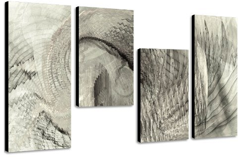 Augenblicke Wandbilder Schwarz Weiß Bild schlicht und zeitlos - 130x70cm 4 teiliges Keilrahmenbild (30x70+30x50+30x50+30x70cm) abstraktes Wandbild mehrteilig Gemälde-Stil handgemalte Optik Vintage